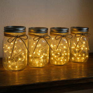 DIY mason jar lanterns with fairy lights