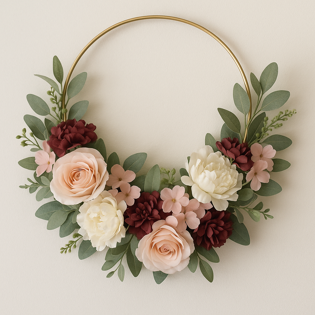 Handmade floral wreath from dollar store supplies