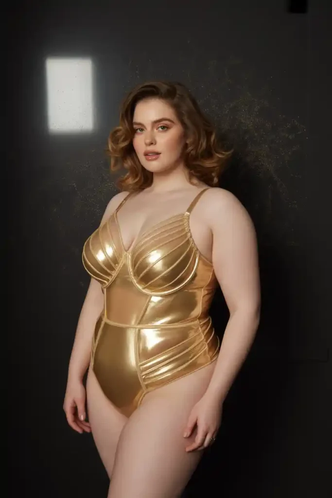 Metallic Lingerie Set With Shimmering Fabric