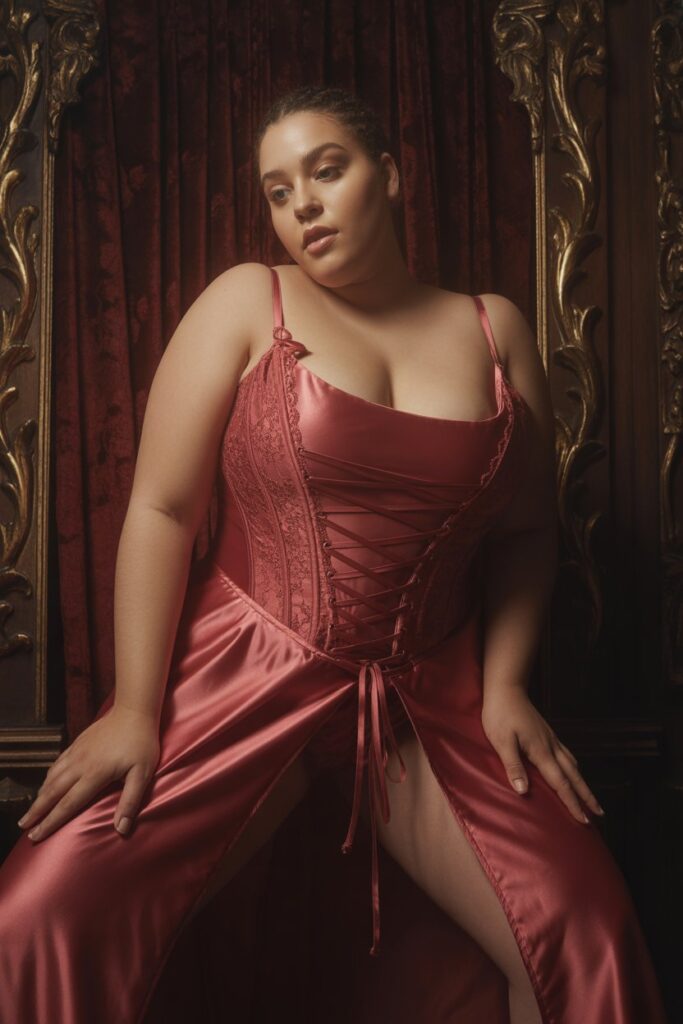 Lace-Up Satin Corset Dress