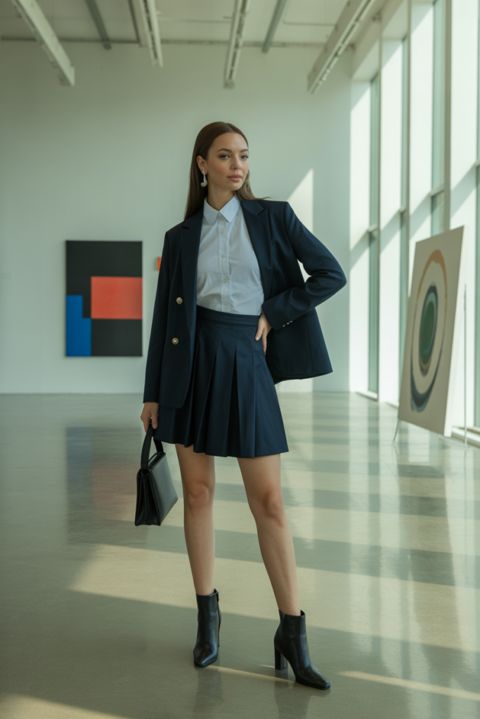 A-Line Skirt With Cropped Blazer