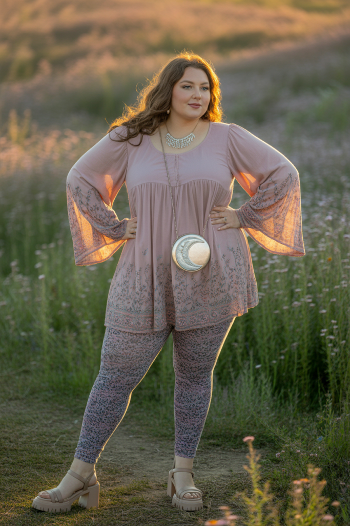 Bell Sleeve Tunic + Leggings + Crystal Accessories