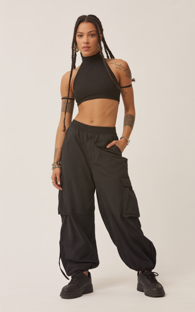 Black Parachute Cargos + Halter Top