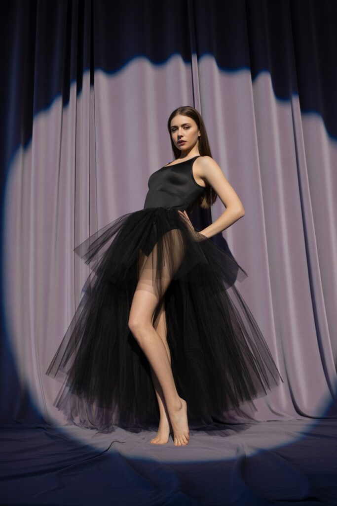 Black Tulle Skirt With Fitted Bodysuit