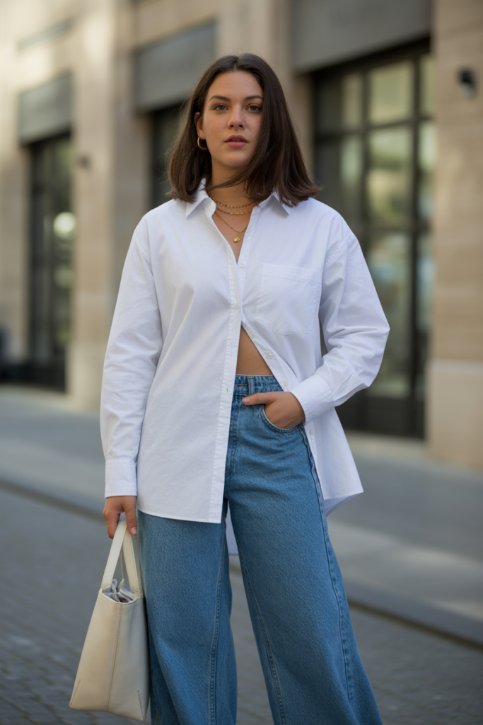 Button-Down Shirt + Baggy Jeans