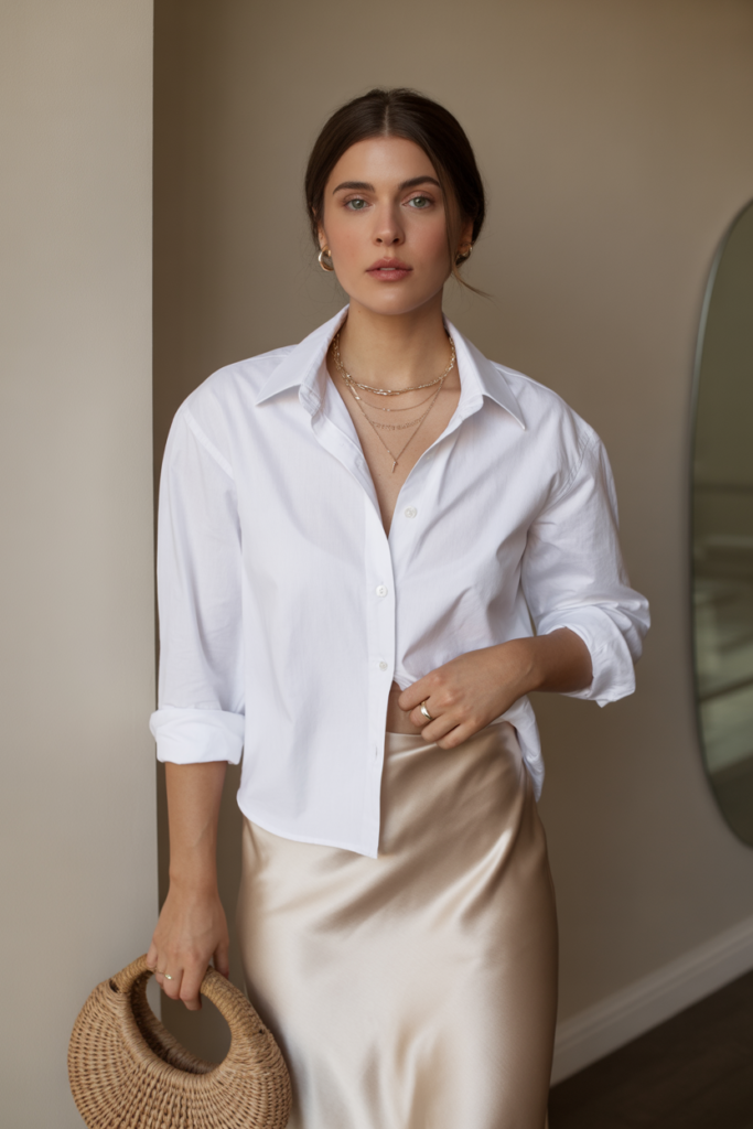 Button-Up Shirt + Slip Skirt