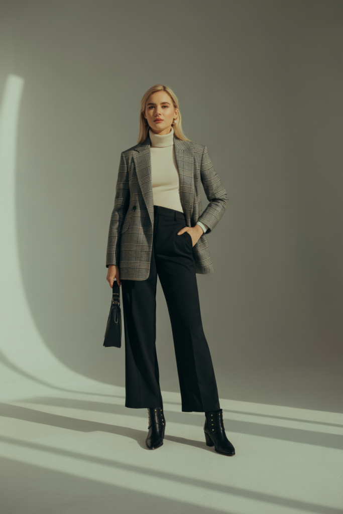 Checked Blazer + Black Slacks For A Heritage Touch