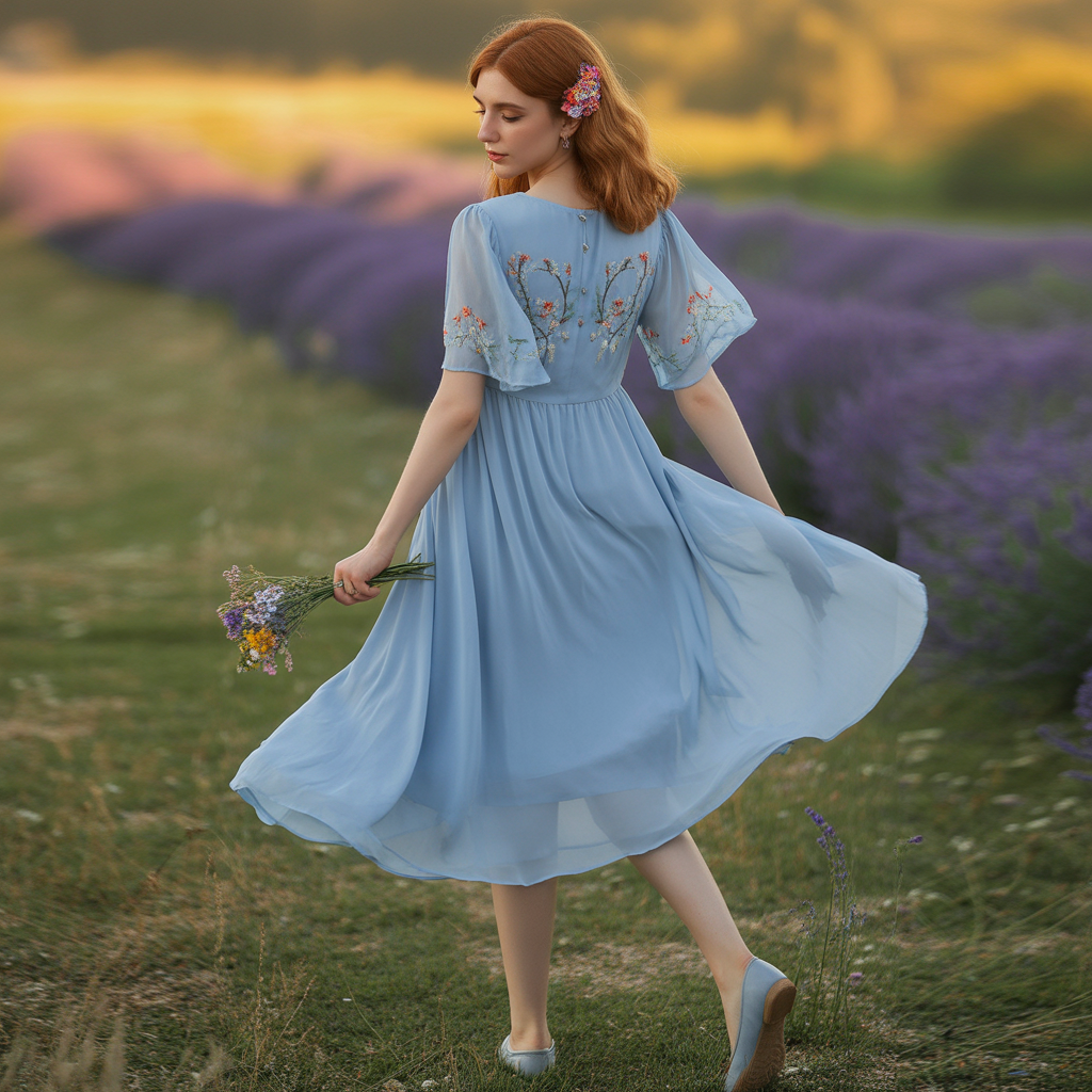 Chiffon Dress + Floral Hair Clip