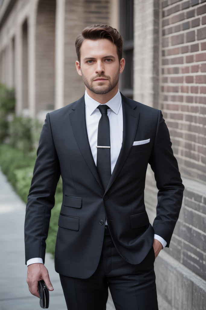 Classic Black Suit with White Shirt