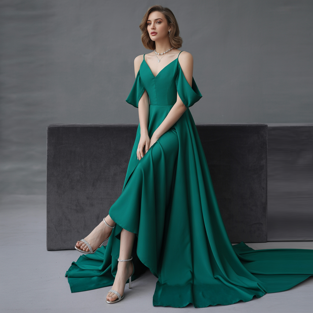 Cold Shoulder Gown + Ankle Strap Heels