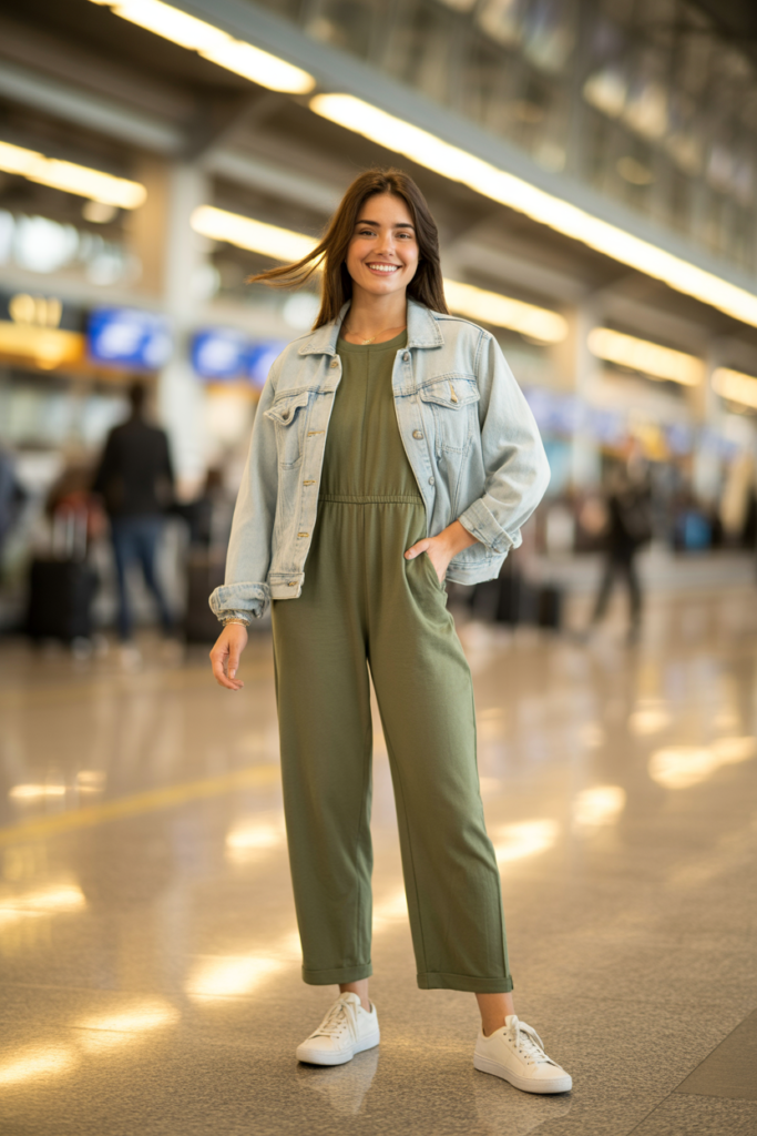 Comfy Jumpsuit With Denim Jacket