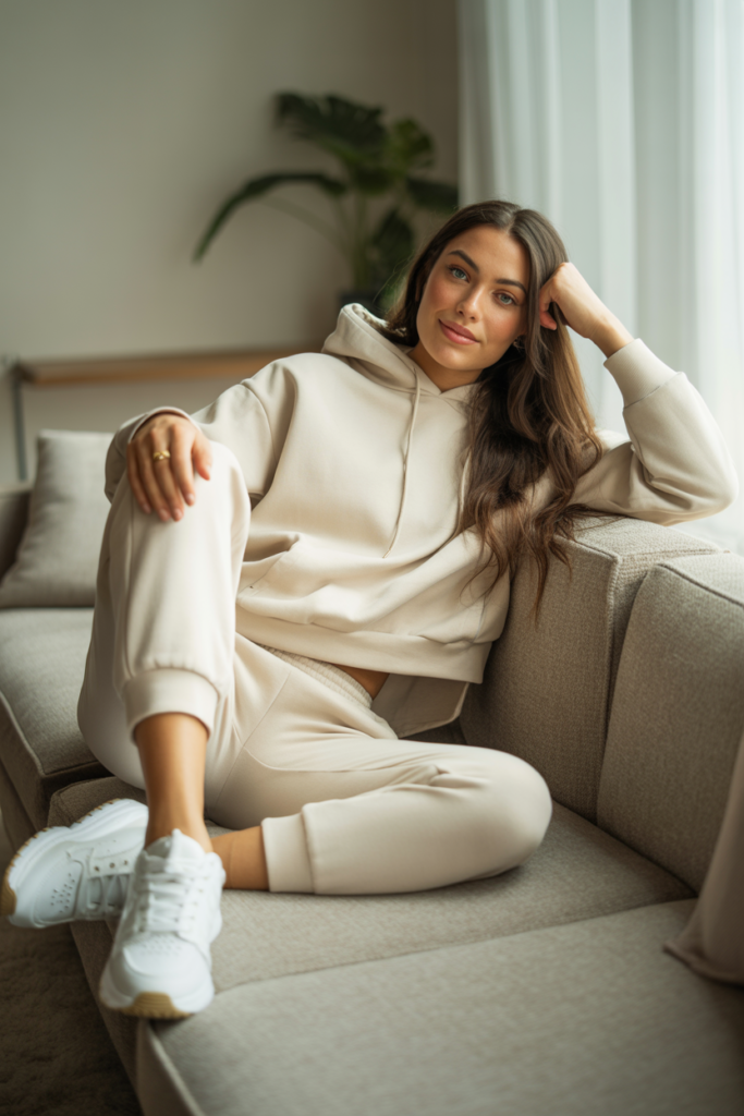 Cozy Hoodie With Joggers And Trainers