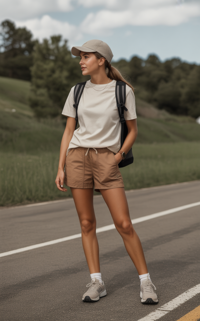Crewneck Tee + Utility Shorts + Trainers