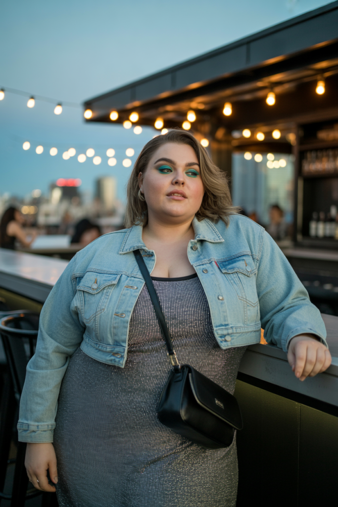 Cropped Denim Jacket + Tank Dress + Crossbody Bag