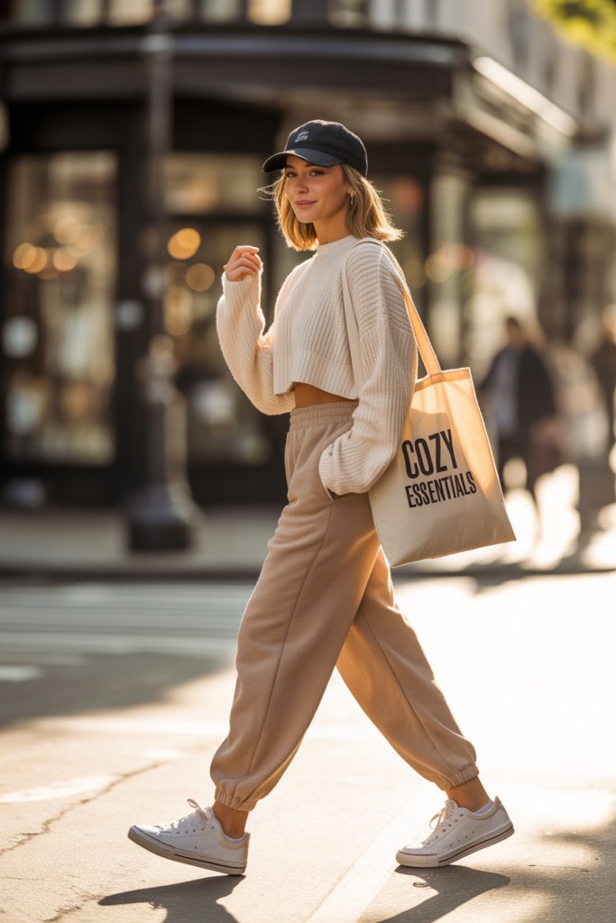 Cropped Sweater With Loose Joggers