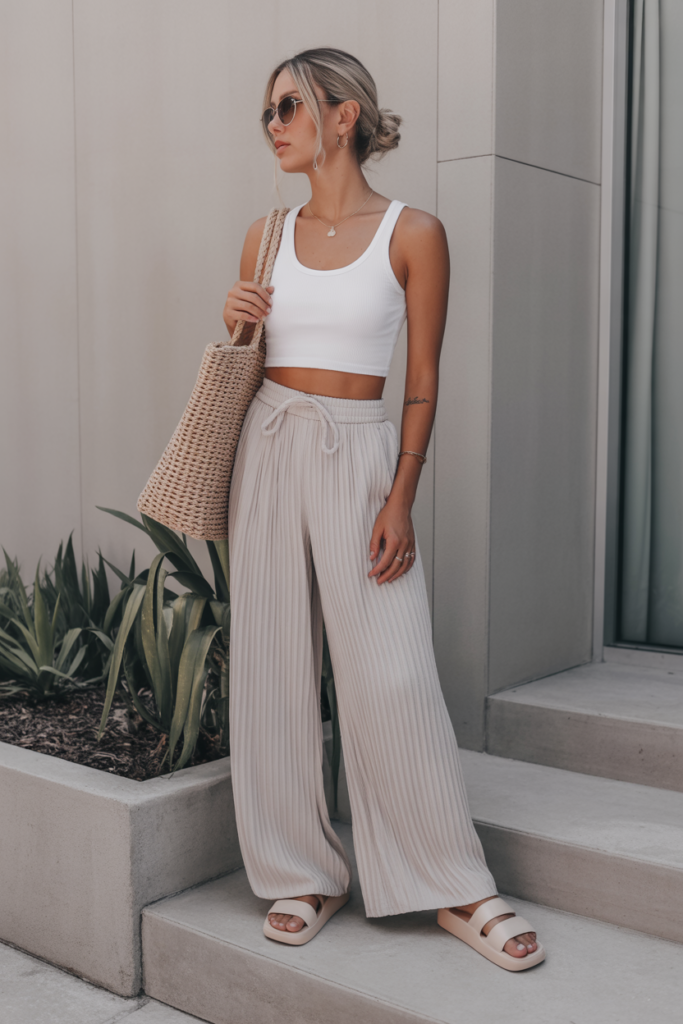 Cropped Tank + Wide-Leg Pants