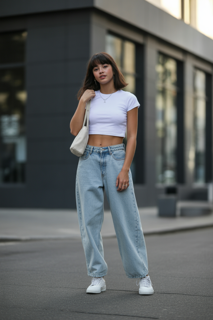 Cropped Tee + Baggy Jeans