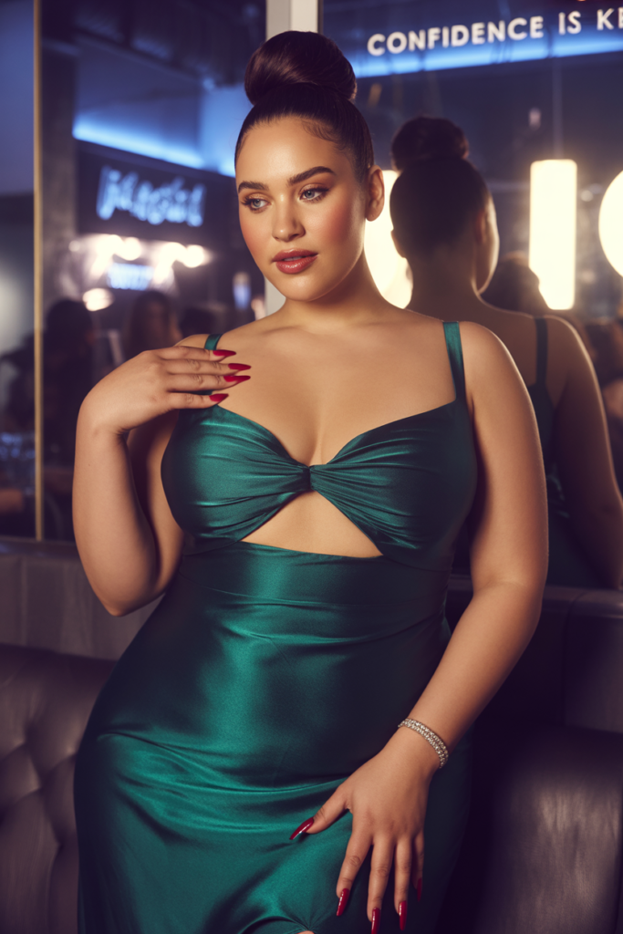 Cut-Out Midi Dress + Sleek Bun + Bold Nails