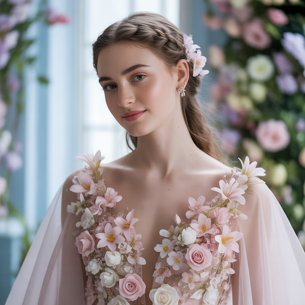 Floral Embellished Dress + Braided Bun