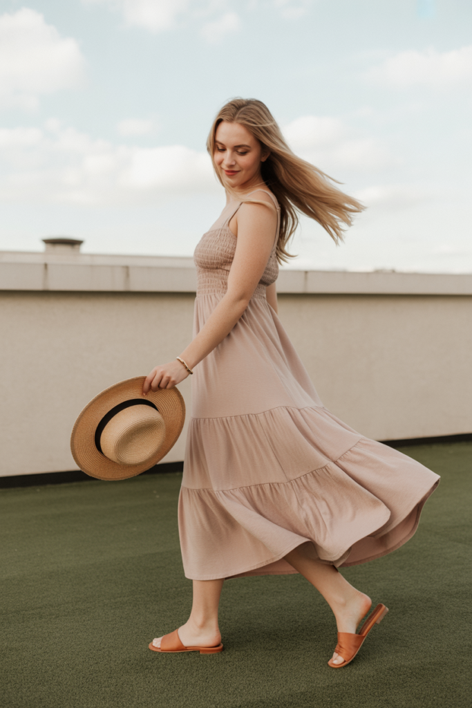 Flowy Maxi Dress + Slides