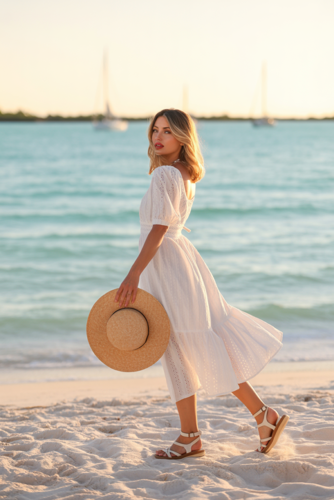 Flowy White Dress For Day Trips To Key Biscayne
