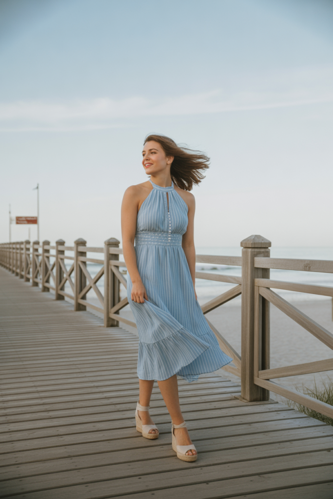 Halter Neck Dress + Wedges