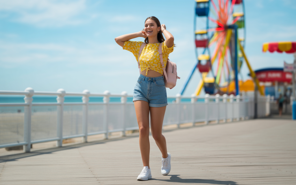 High-Waisted Shorts With Crop Top