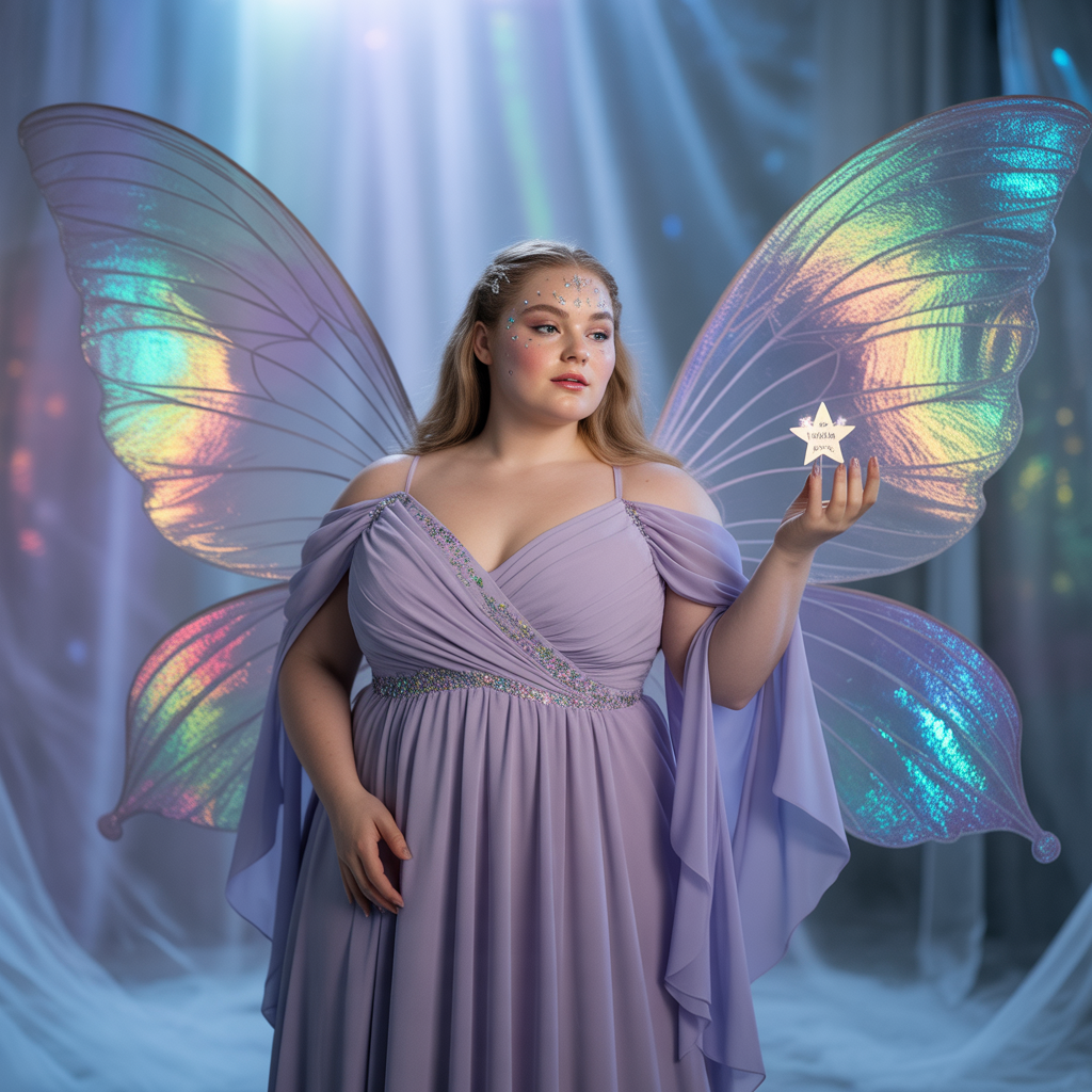 Iridescent Wings + Lavender Dress With Glitter Accents