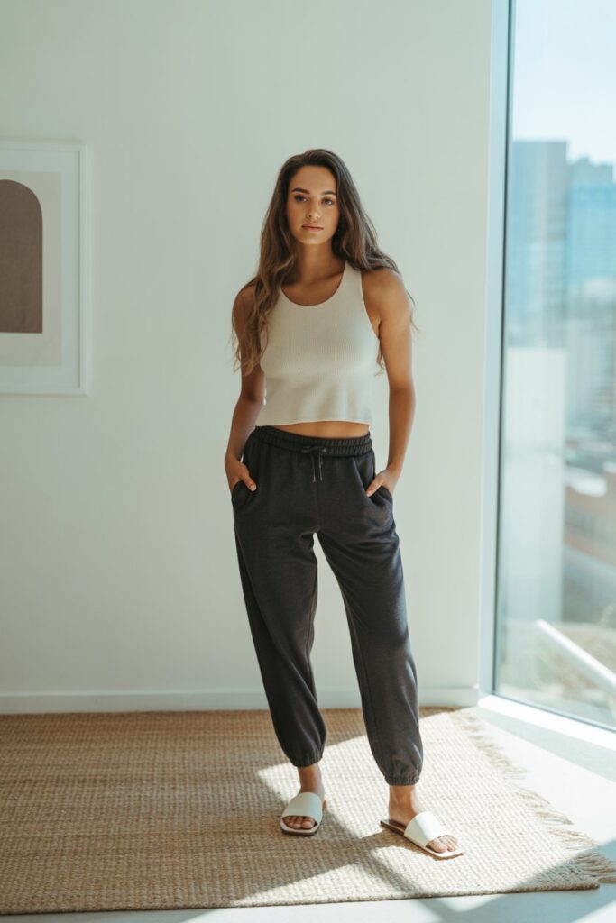 Knitted Tank With Joggers And Slides