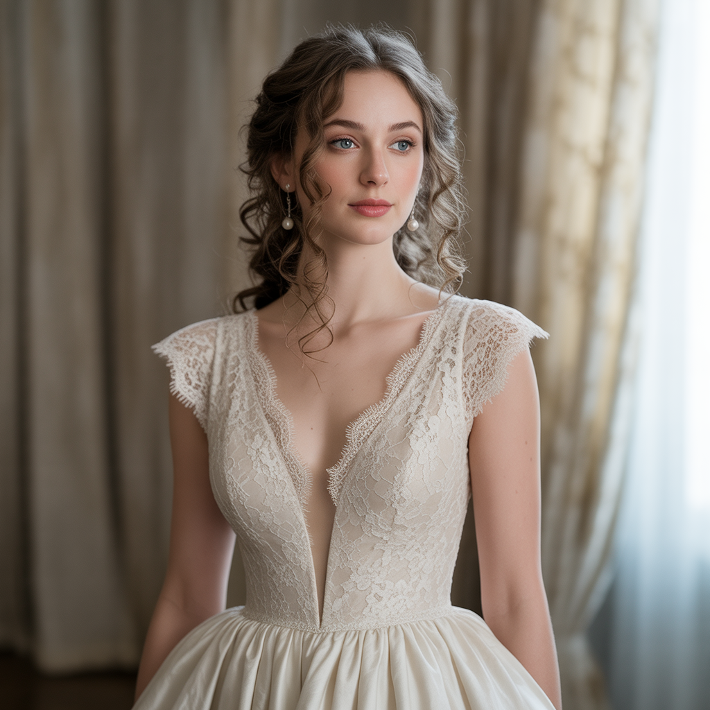 Lace Bodice Gown + Loose Curls