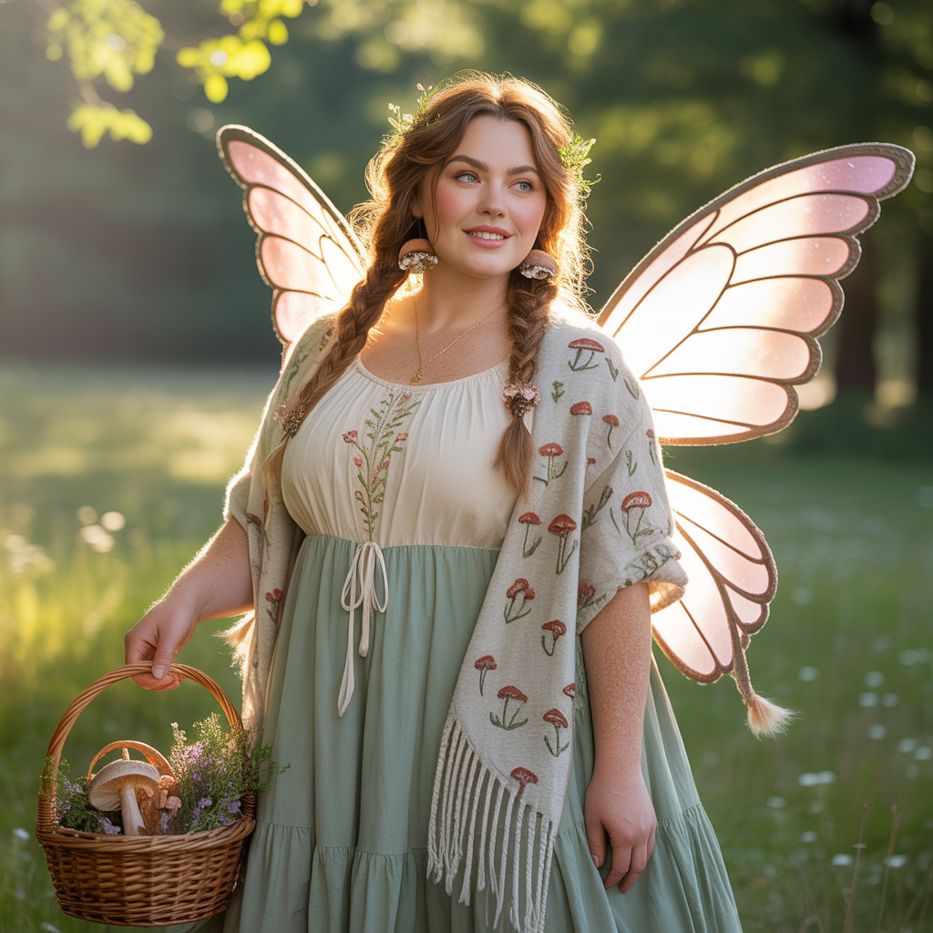 Layered Maxi Dress + Mushroom Accessories For Cottagecore Fairy