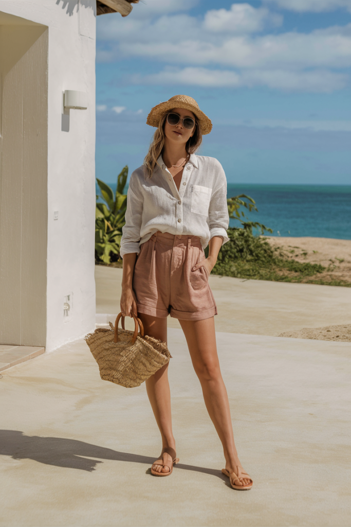 Linen Button-Up & Relaxed Shorts