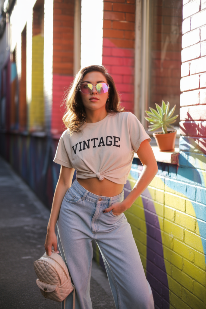 Loose Jeans + Baby Tee + Retro Accessories