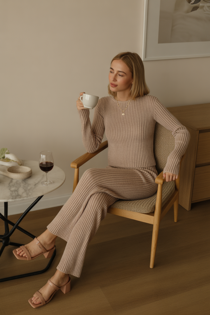 Matching Knit Set + Sandals