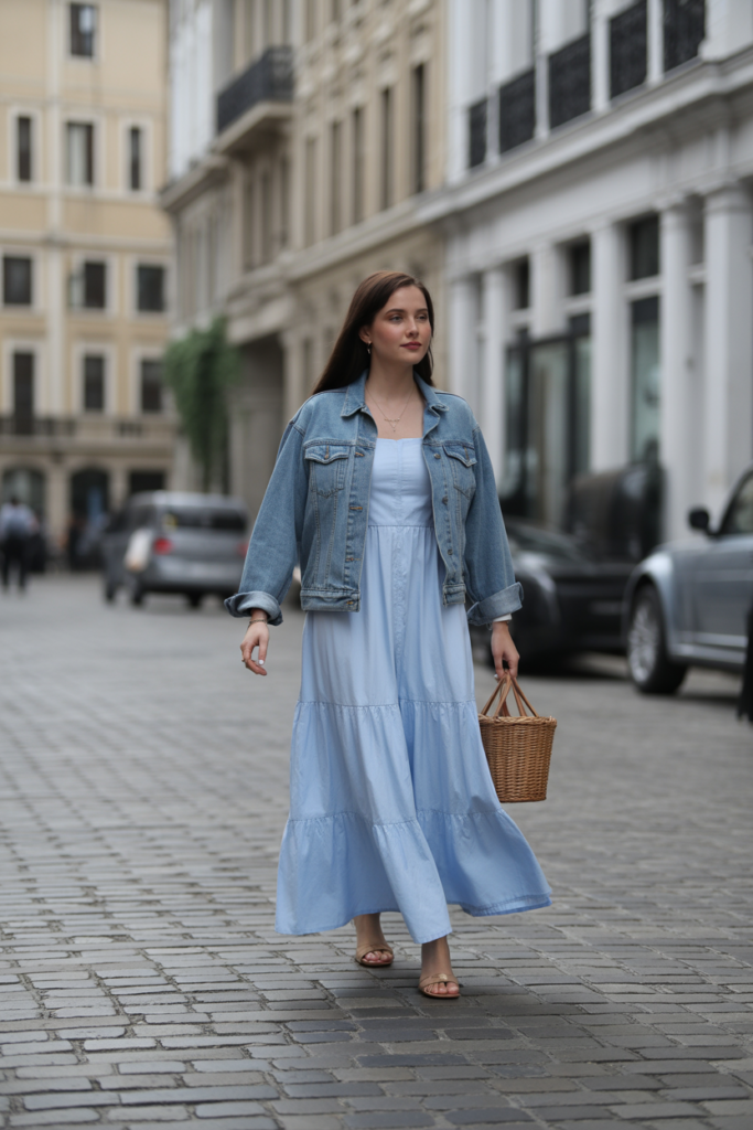 Maxi Dress + Denim Jacket