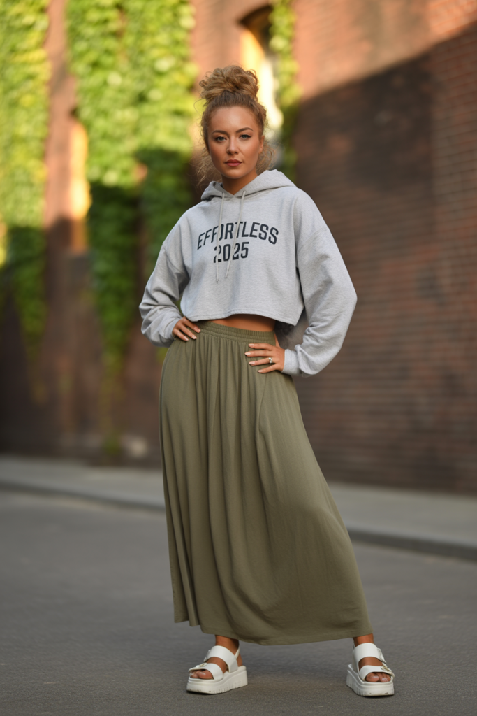 Maxi Skirt + Cropped Hoodie
