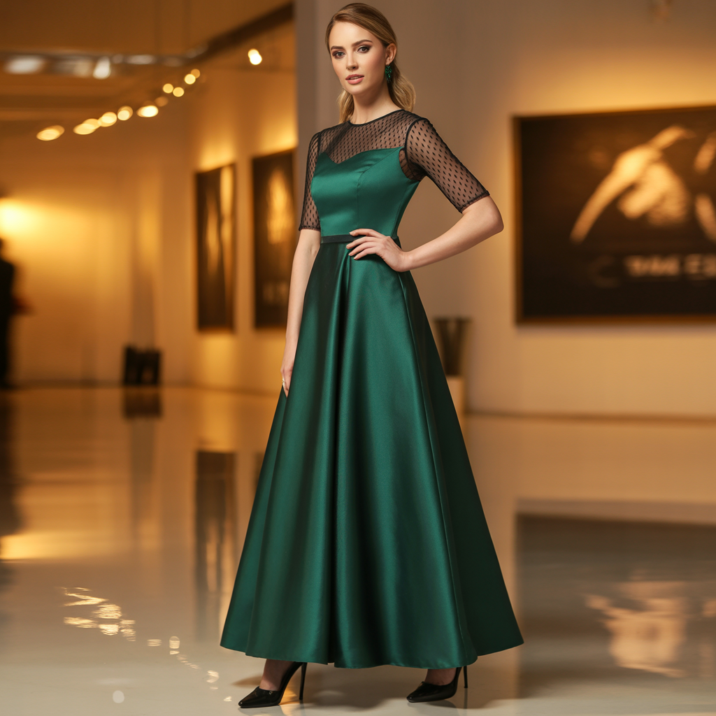 Mesh Sleeves + A-Line Gown