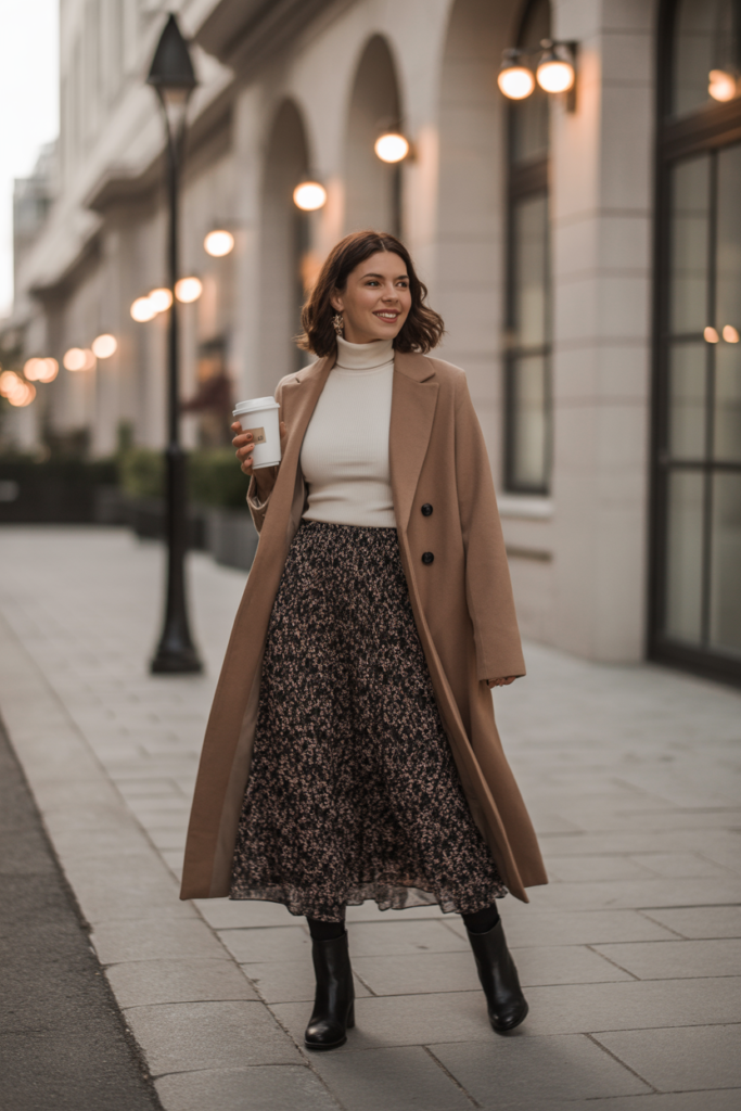 Midi Skirt + Turtleneck