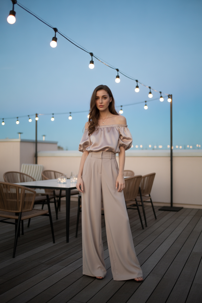Off-Shoulder Top + Wide-Leg Pants