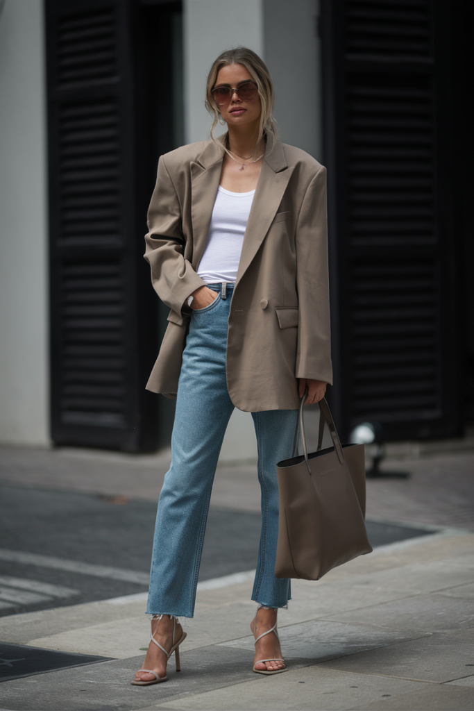 Oversized Blazer with White Tank & Jeans