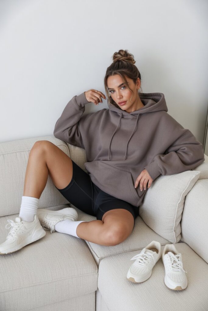 Oversized Hoodie + Biker Shorts