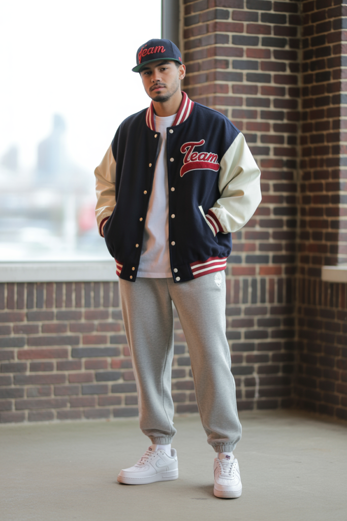 Oversized Varsity Jacket With Joggers