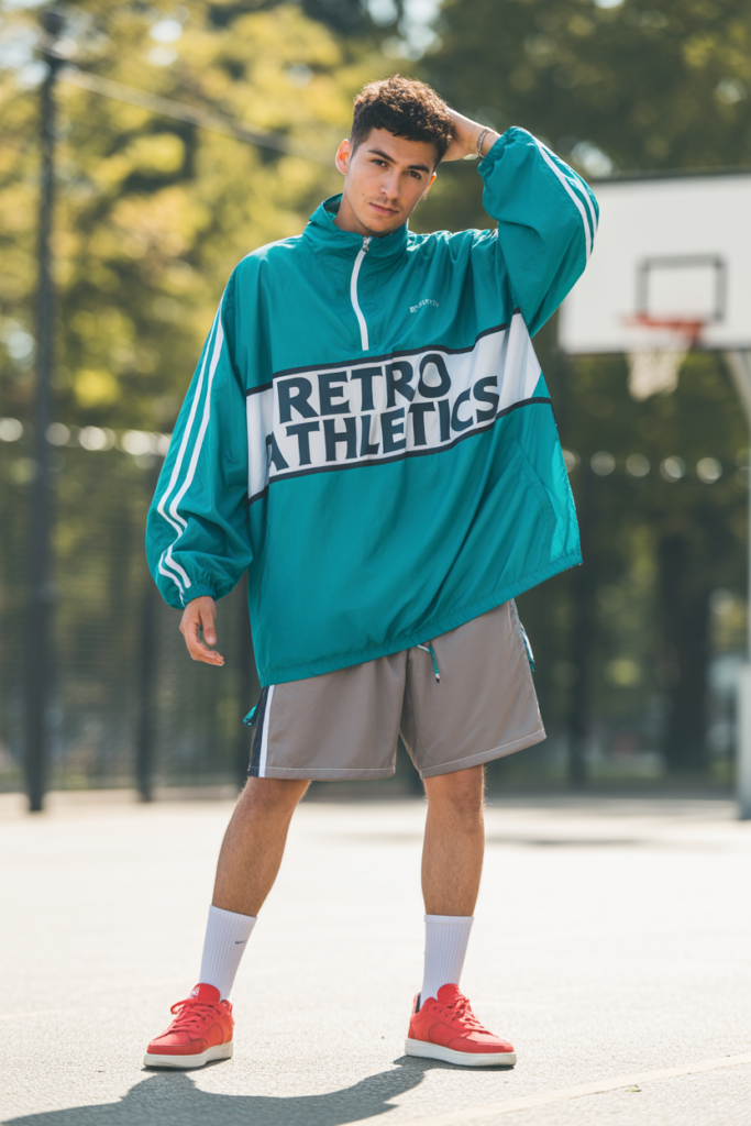 Oversized Windbreaker With Track Shorts