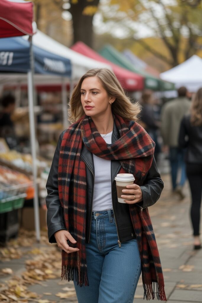 Plaid Scarf Accent Look