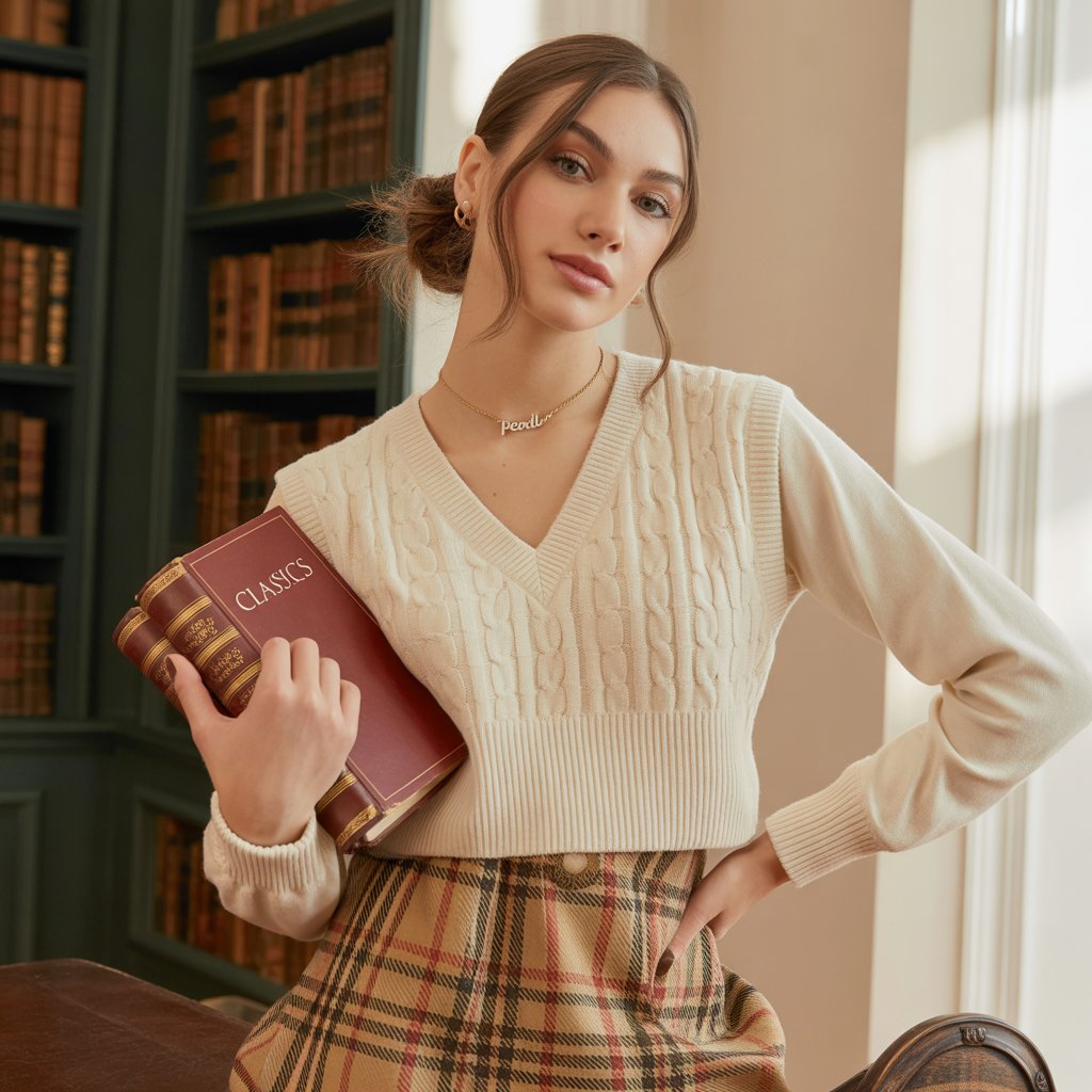 Plaid Skirt and Sweater Vest for a Preppy and Trendy Look