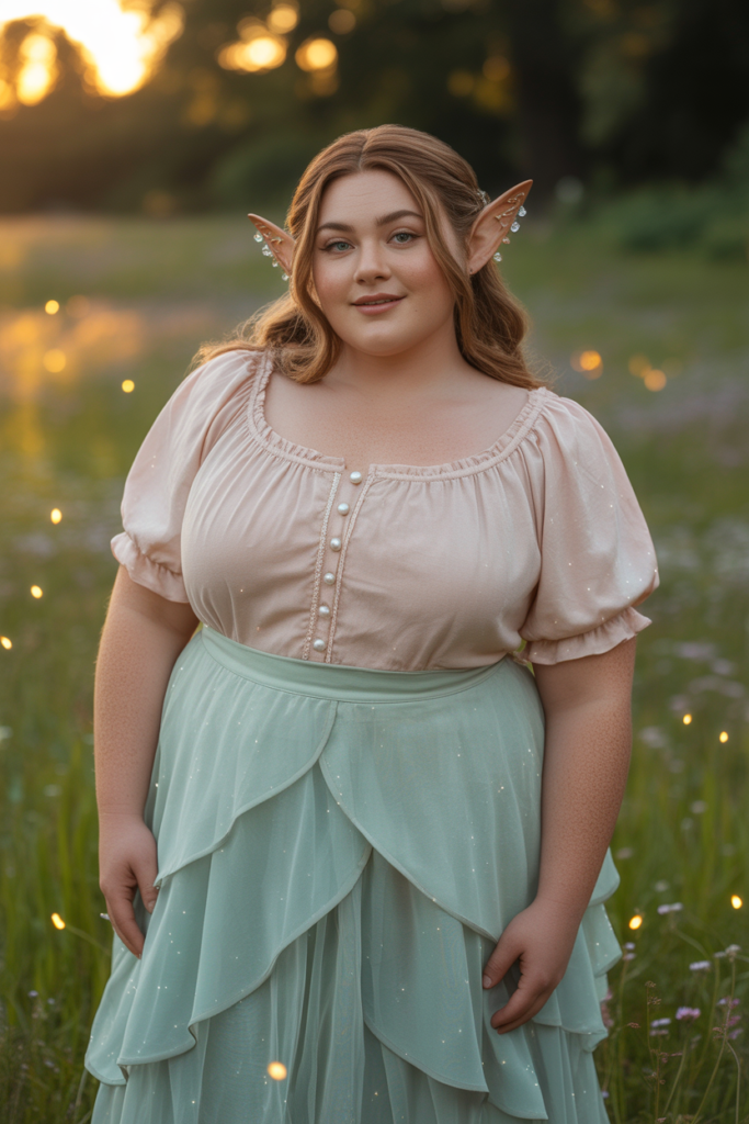 Ruffle Sleeve Blouse + Layered Skirt + Fairy Ears
