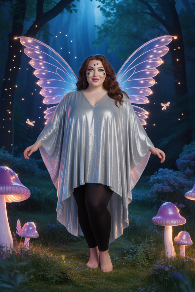 Shimmery Kaftan + Leggings + Statement Wings