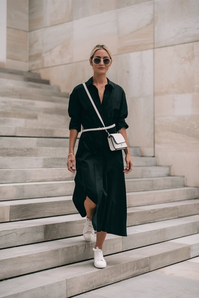 Shirt Dress with Minimal Accessories