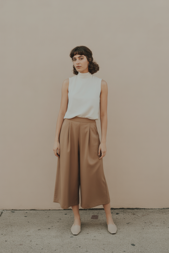 Sleeveless Mock Neck Top + Culottes