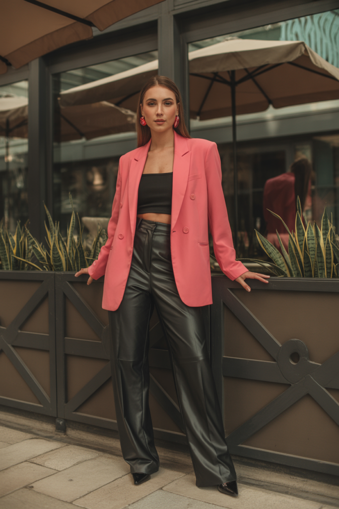 Statement Blazer + Leather Pants